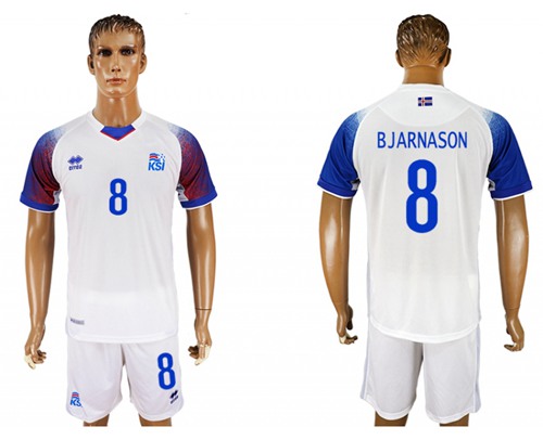 Iceland #8 Bjarnason Away Soccer Country Jersey